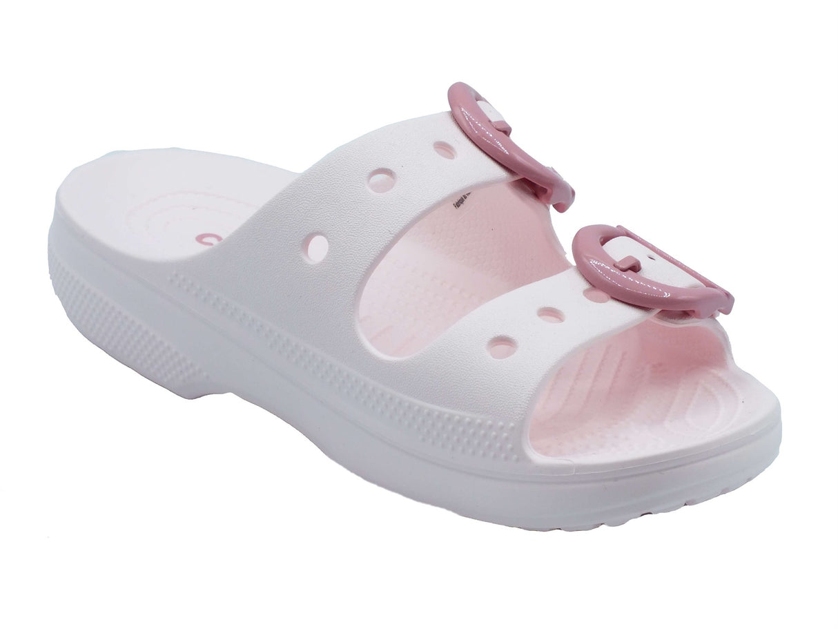 Crocs Crocs Sandali zeppa bassa Donna 212867 Saturdayenamel Buckle Rosa gomma rosa Rosa