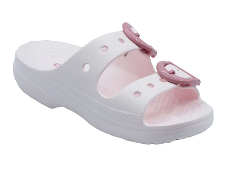 Crocs Crocs Sandali zeppa bassa Donna 212867 Saturdayenamel Buckle Rosa gomma rosa Rosa
