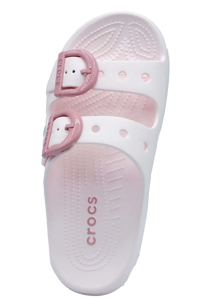 Crocs Crocs Sandali zeppa bassa Donna 212867 Saturdayenamel Buckle Rosa gomma rosa Rosa