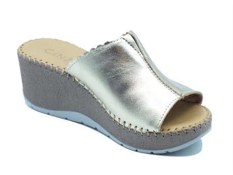 Cinzia Soft Cinzia Soft Sandali zeppa alta Donna IM41009 Platino pelle oro Platino