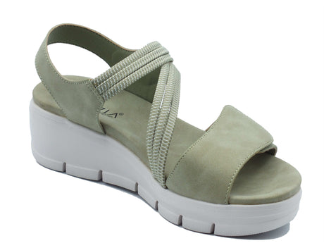 Cinzia Soft Cinzia Soft Sandali zeppa bassa Donna MCS110 Lt Khaki pelle verde Lt Khaki