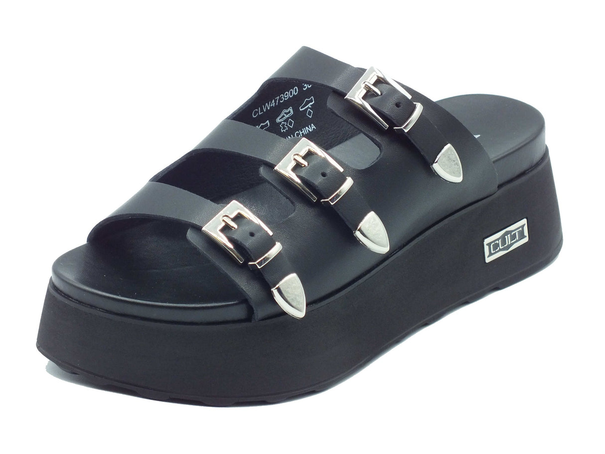 CULT CULT Sandali zeppa alta Donna CLW473900 Janis Black pelle nero Black