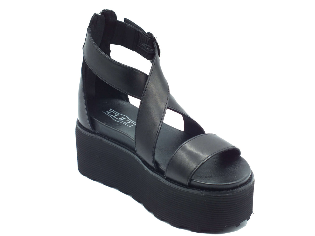 CULT CULT Sandali zeppa alta Donna Nancy CLW474700 Black pelle nero Black