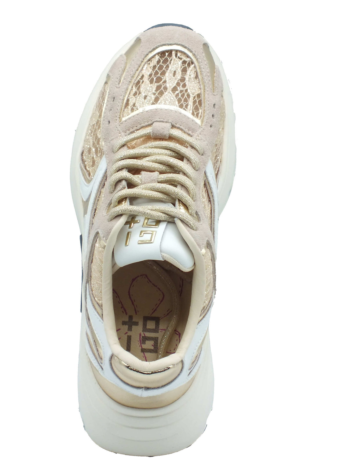 GIO+ GIO+ Sneakers Donna DALIA 14 Combi Pizzo pelle marrone Pizzo