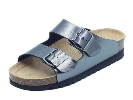 Grunland Grunland Sandali zeppa bassa Donna HOLA CB0972 Antracite pelle grigio Antracite