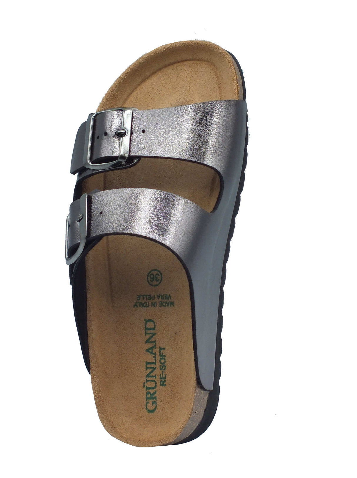 Grunland Grunland Sandali zeppa bassa Donna HOLA CB0972 Antracite pelle grigio Antracite