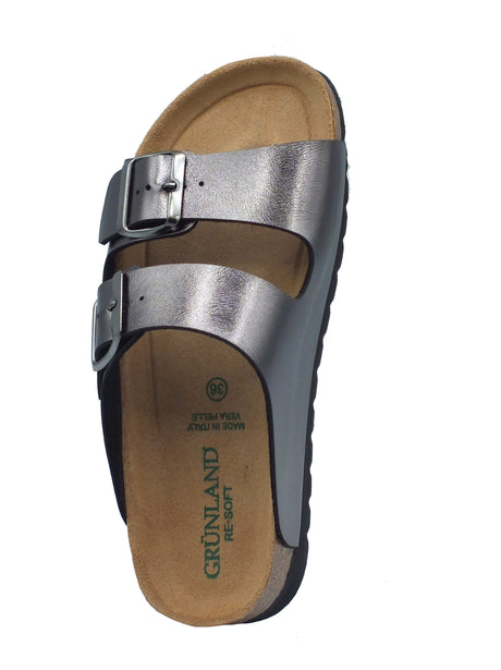 Grunland Grunland Sandali zeppa bassa Donna HOLA CB0972 Antracite pelle grigio Antracite