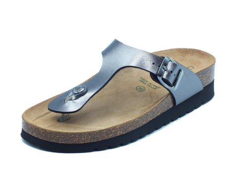 Grunland Grunland Infradito zeppa bassa Donna Hola CB2430 Antracite pelle grigio Antracite