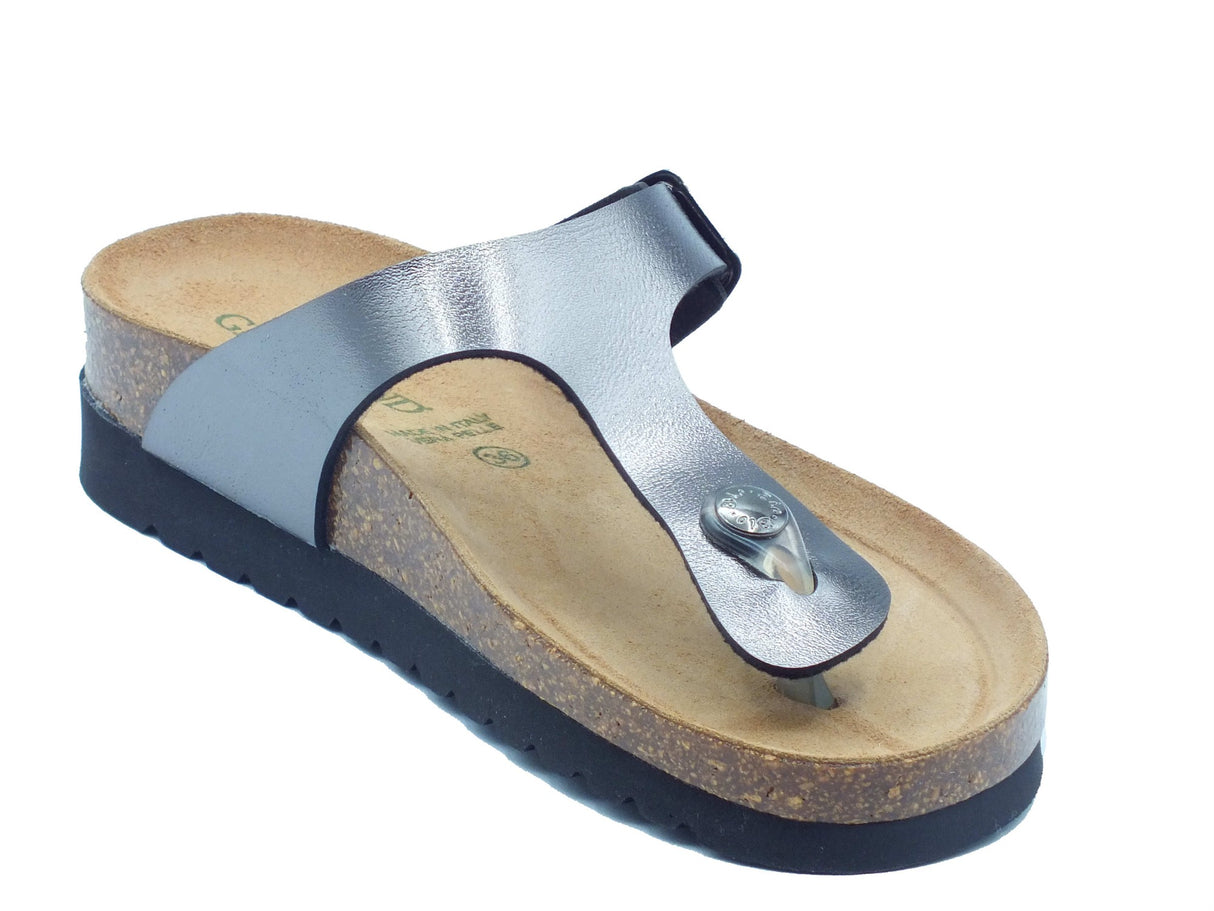 Grunland Grunland Infradito zeppa bassa Donna Hola CB2430 Antracite pelle grigio Antracite