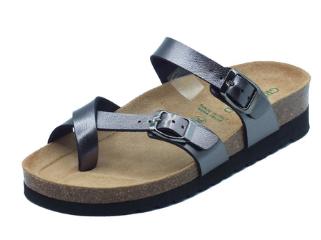 Grunland Grunland Infradito zeppa bassa Donna HOLA CB2438 Antracite pelle grigio Antracite
