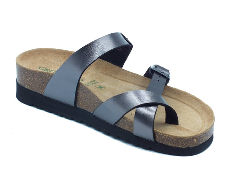 Grunland Grunland Infradito zeppa bassa Donna HOLA CB2438 Antracite pelle grigio Antracite