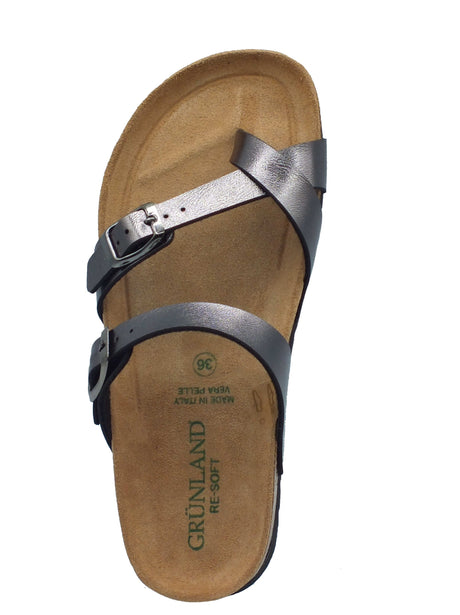 Grunland Grunland Infradito zeppa bassa Donna HOLA CB2438 Antracite pelle grigio Antracite