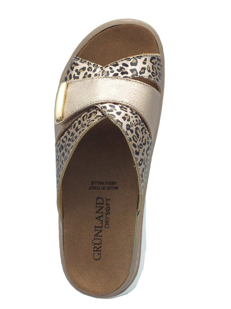 Grunland Grunland Sandali zeppa bassa Donna MOLL CE0482 Platino pelle oro Platino
