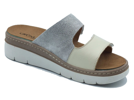 Grunland Grunland Sandali zeppa bassa Donna MOLL CE0485 Latte pelle bianco Latte