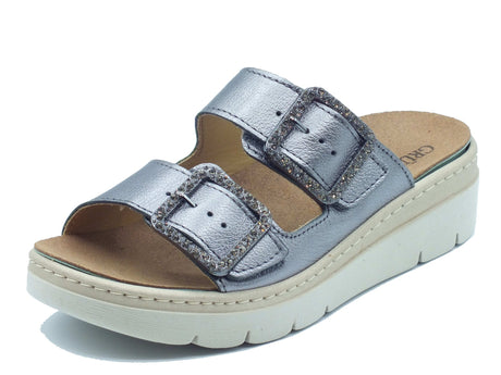 Grunland Grunland Sandali zeppa bassa Donna MOLL CE0774 Antracite pelle grigio Antracite
