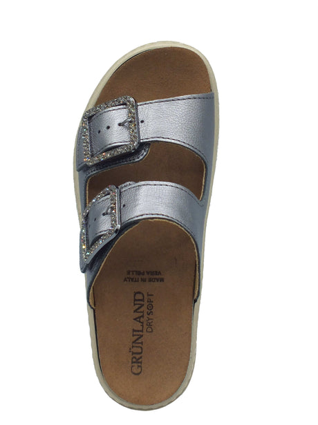 Grunland Grunland Sandali zeppa bassa Donna MOLL CE0774 Antracite pelle grigio Antracite