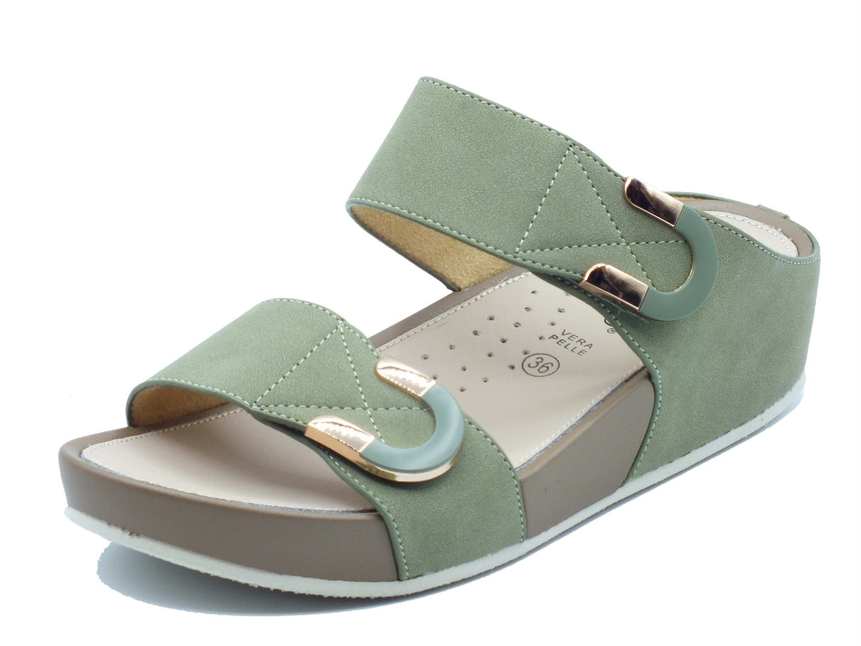 Grunland Grunland Sandali zeppa bassa Donna DIRA CI3114 Oliva pelle verde Oliva