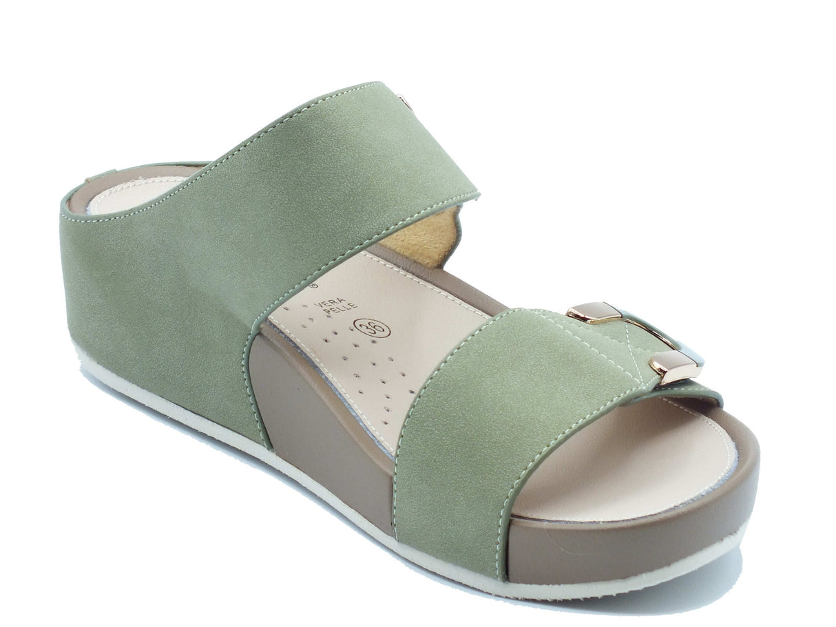 Grunland Grunland Sandali zeppa bassa Donna DIRA CI3114 Oliva pelle verde Oliva