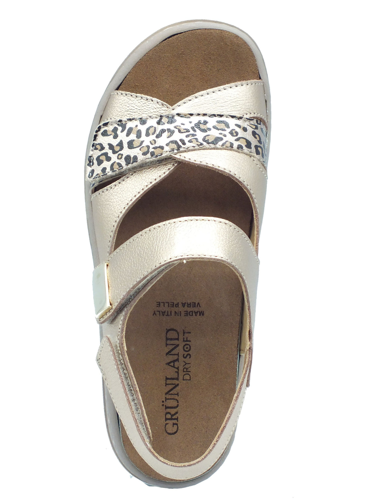 Grunland Grunland Sandali zeppa alta Donna Moll SE0185 Platino pelle argento Platino