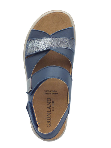 Grunland Grunland Sandali zeppa alta Donna Moll SE0186 Blu pelle blu Blu