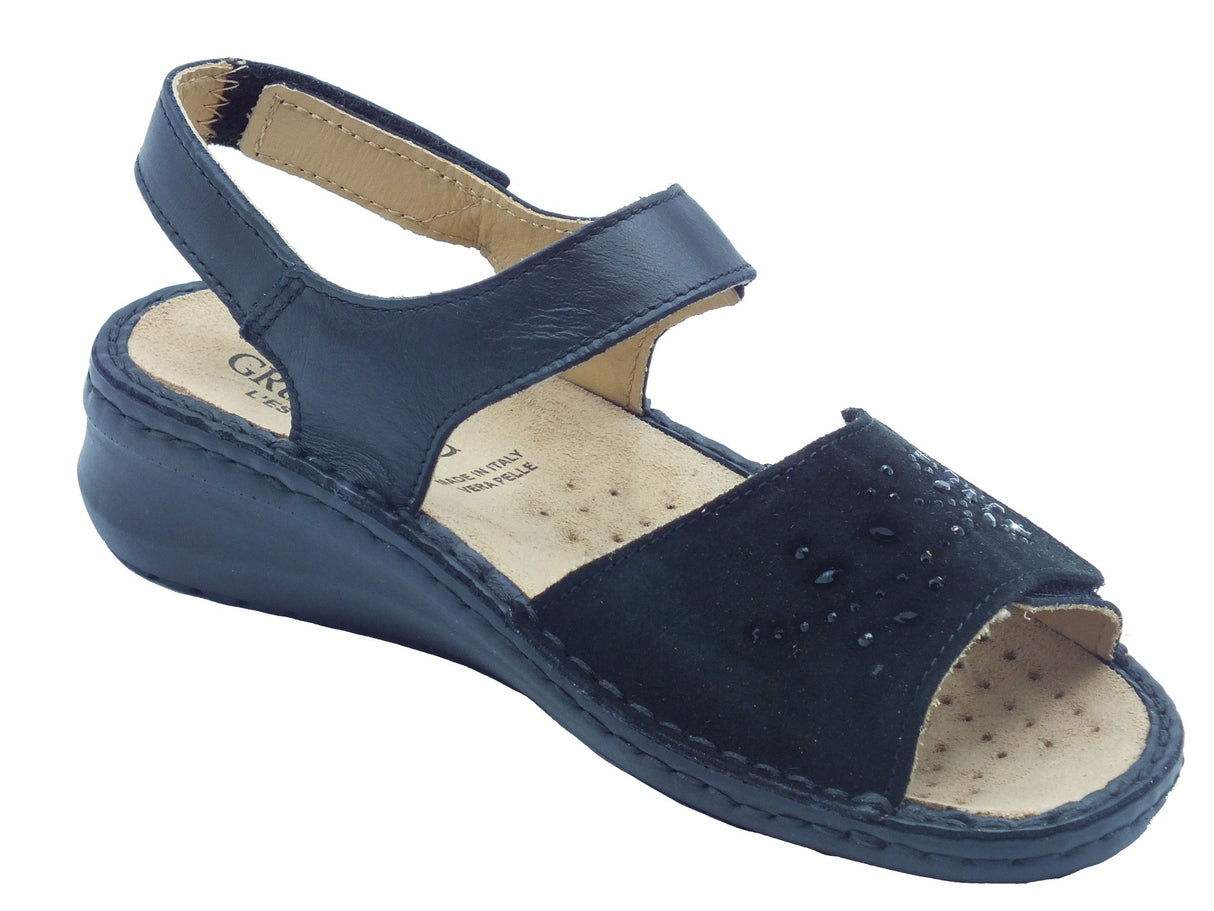 Grunland Grunland Sandali zeppa alta Donna Dami SE0191 Nero pelle nero Nero