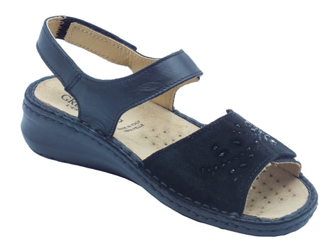 Grunland Grunland Sandali zeppa alta Donna Dami SE0191 Nero pelle nero Nero