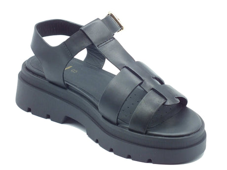 Geox Geox Sandali zeppa bassa Donna D670NA Black pelle nero Black