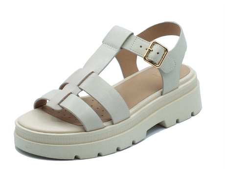 Geox Geox Sandali zeppa bassa Donna D670NA Lt Sand pelle bianco Lt Sand