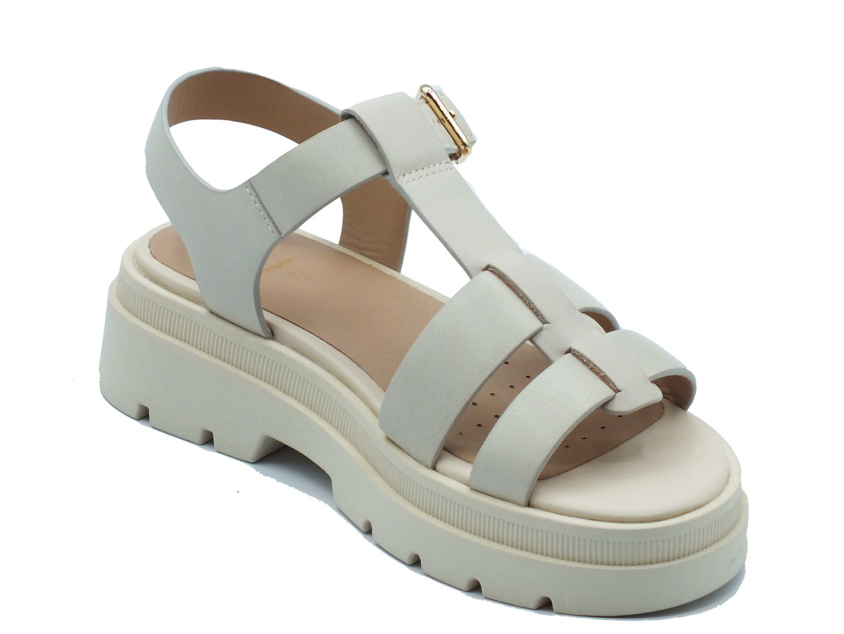 Geox Geox Sandali zeppa bassa Donna D670NA Lt Sand pelle bianco Lt Sand