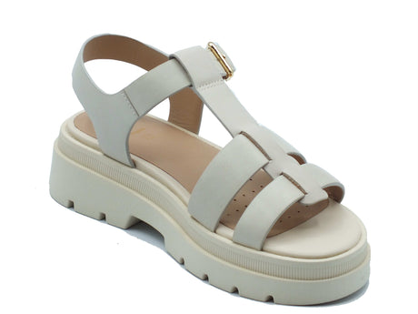 Geox Geox Sandali zeppa bassa Donna D670NA Lt Sand pelle bianco Lt Sand
