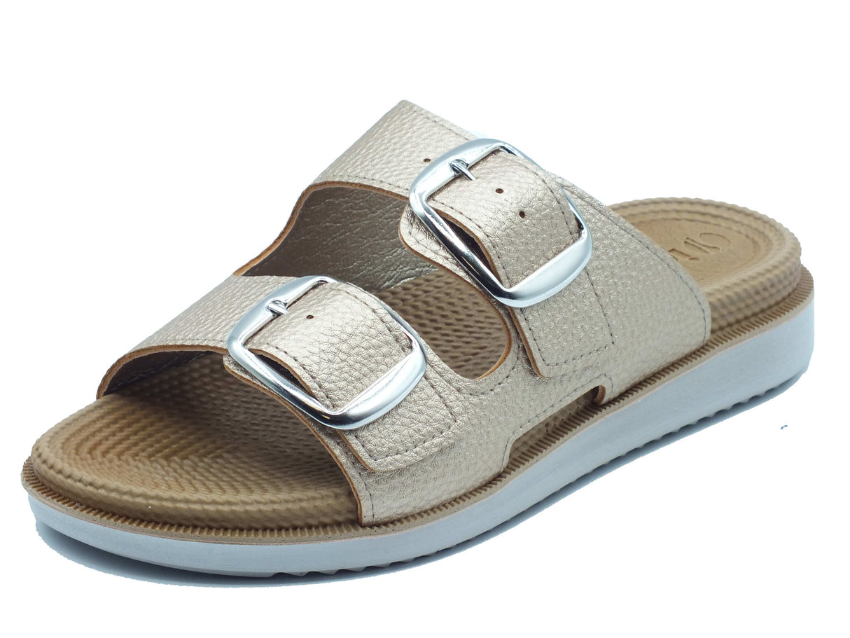 InBlu InBlu Ciabatte Donna PR00003 Platino pelle oro Platino