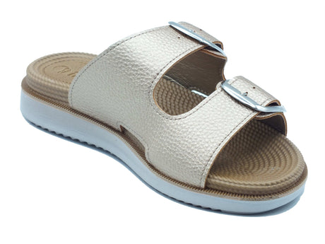 InBlu InBlu Ciabatte Donna PR00003 Platino pelle oro Platino
