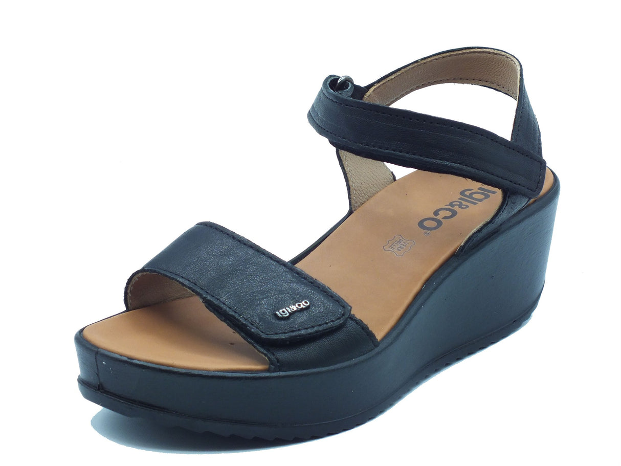 Igi&Co Igi&Co Sandali zeppa alta Donna 1161600 Capra Tamp. Nero pelle nero Nero