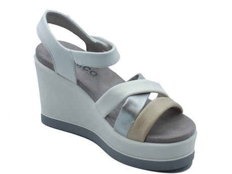 Igi&Co Igi&Co Sandali zeppa alta Donna 1173133 Nappa Bianco Argento pelle bianco Bianco Argento