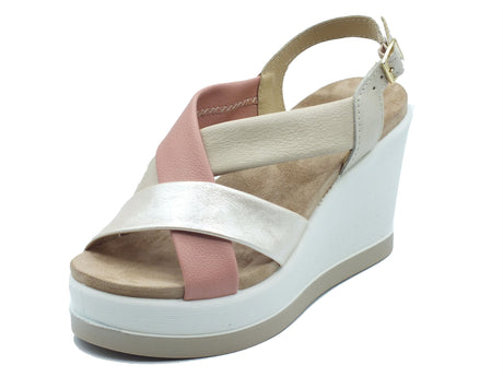 Igi&Co Igi&Co Sandali zeppa alta Donna 1173211 Nappa Sabbia Platino pelle beige Sabbia Platino