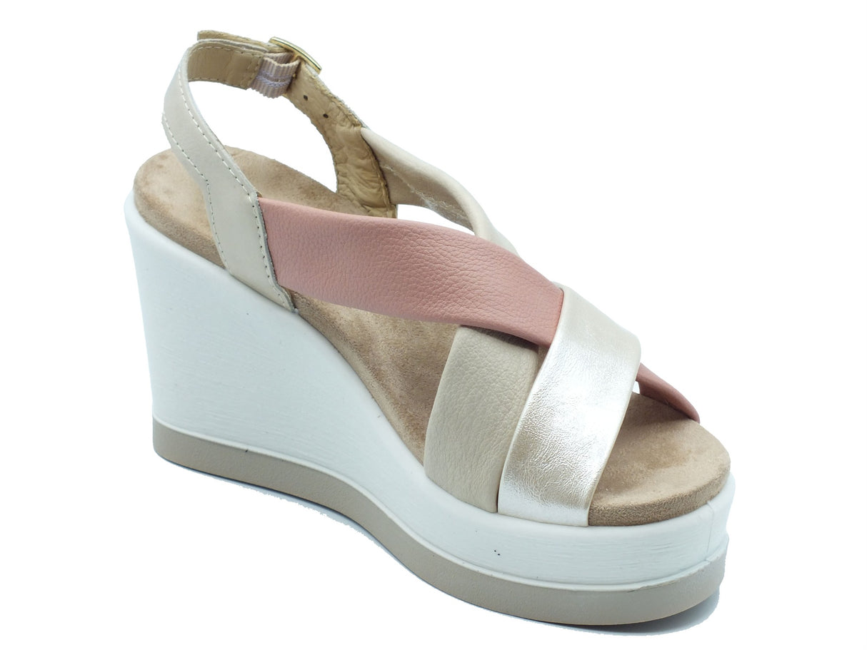 Igi&Co Igi&Co Sandali zeppa alta Donna 1173211 Nappa Sabbia Platino pelle beige Sabbia Platino