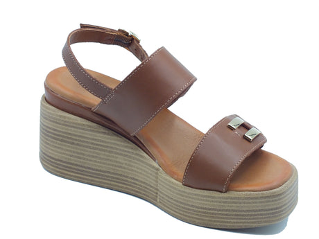 Igi&Co Igi&Co Sandali zeppa alta Donna 1190611 Vitello Cuoio pelle marrone Cuoio