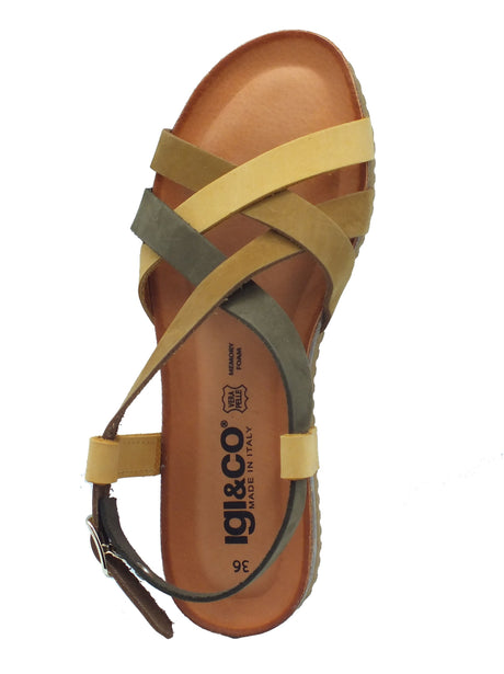 Igi&Co Igi&Co Sandali zeppa bassa Donna 1195411 Nabuk Tortora Giallo pelle multicolore Tortora Giallo
