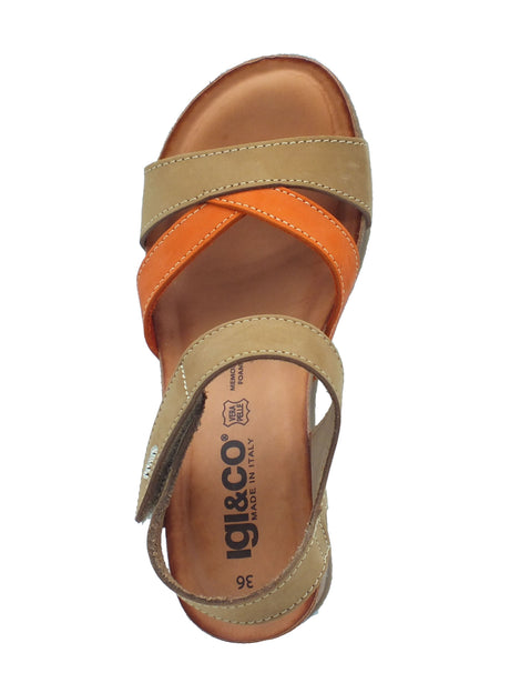 Igi&Co Igi&Co Sandali zeppa alta Donna 1199222 Nabuk Tortora Arancio pelle multicolore Tortora Arancio