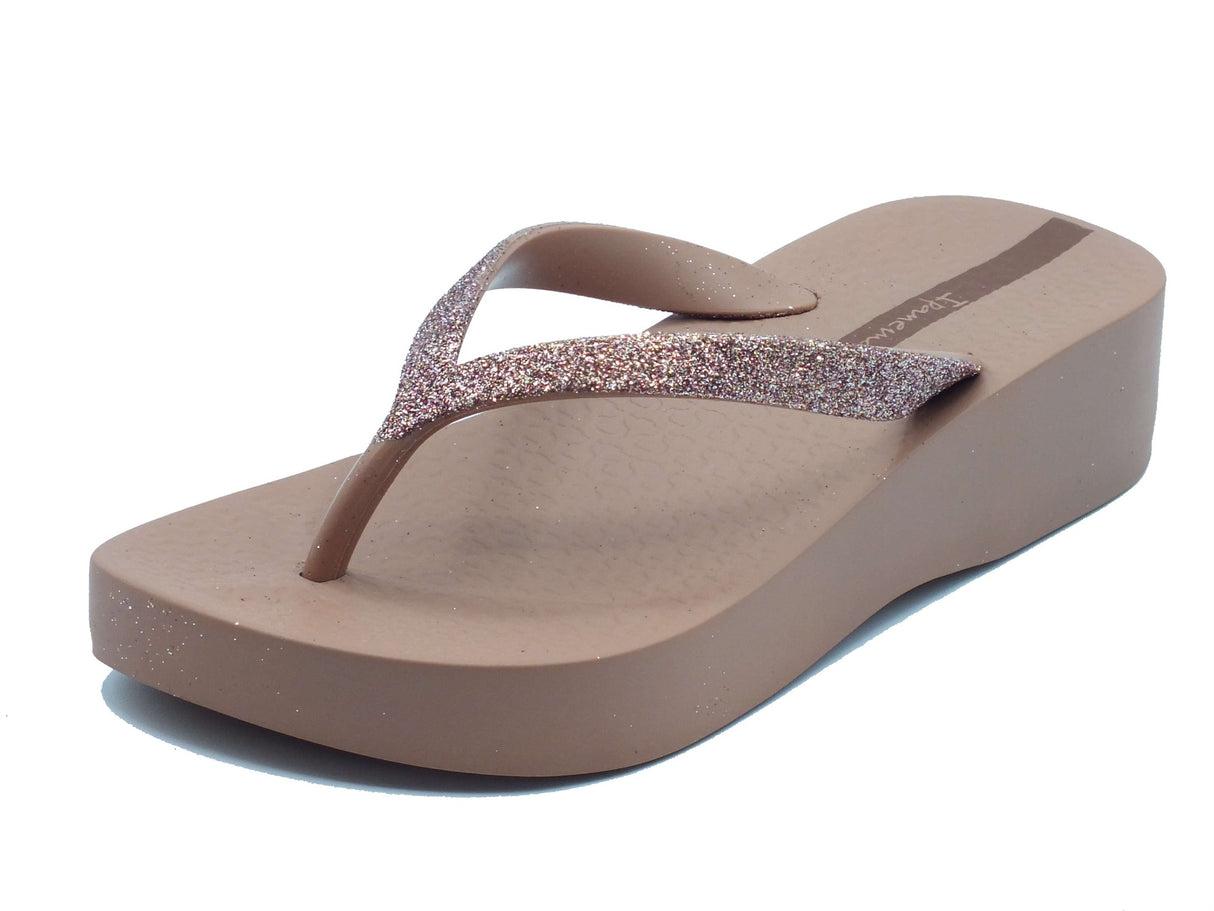 Ipanema Ipanema Infradito zeppa alta Donna 83386 Mesh Chic Plat Fem Brown Glitter gomma marrone Brown Glitter