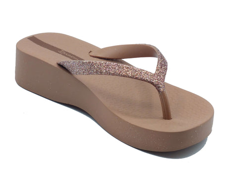 Ipanema Ipanema Infradito zeppa alta Donna 83386 Mesh Chic Plat Fem Brown Glitter gomma marrone Brown Glitter