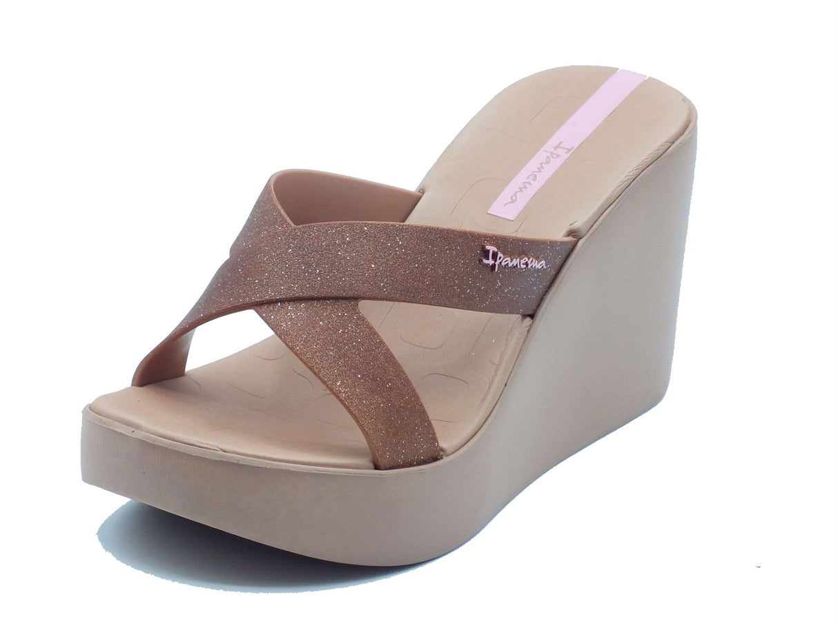 Ipanema Ipanema Sandali zeppa alta Donna 83646 High Fashion Slide Brown Glitter gomma marrone Brown Glitter
