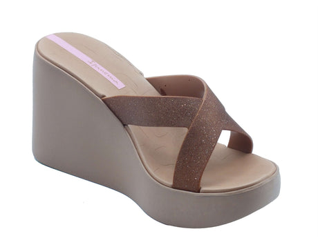 Ipanema Ipanema Sandali zeppa alta Donna 83646 High Fashion Slide Brown Glitter gomma marrone Brown Glitter