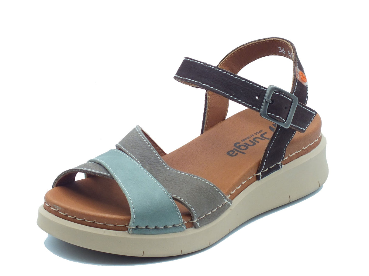 Jungla Jungla Sandali zeppa bassa Donna 8181 Samoa Jade Puppy Beig pelle multicolore Samoa Jade