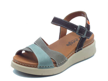 Jungla Jungla Sandali zeppa bassa Donna 8181 Samoa Jade Puppy Beig pelle multicolore Samoa Jade