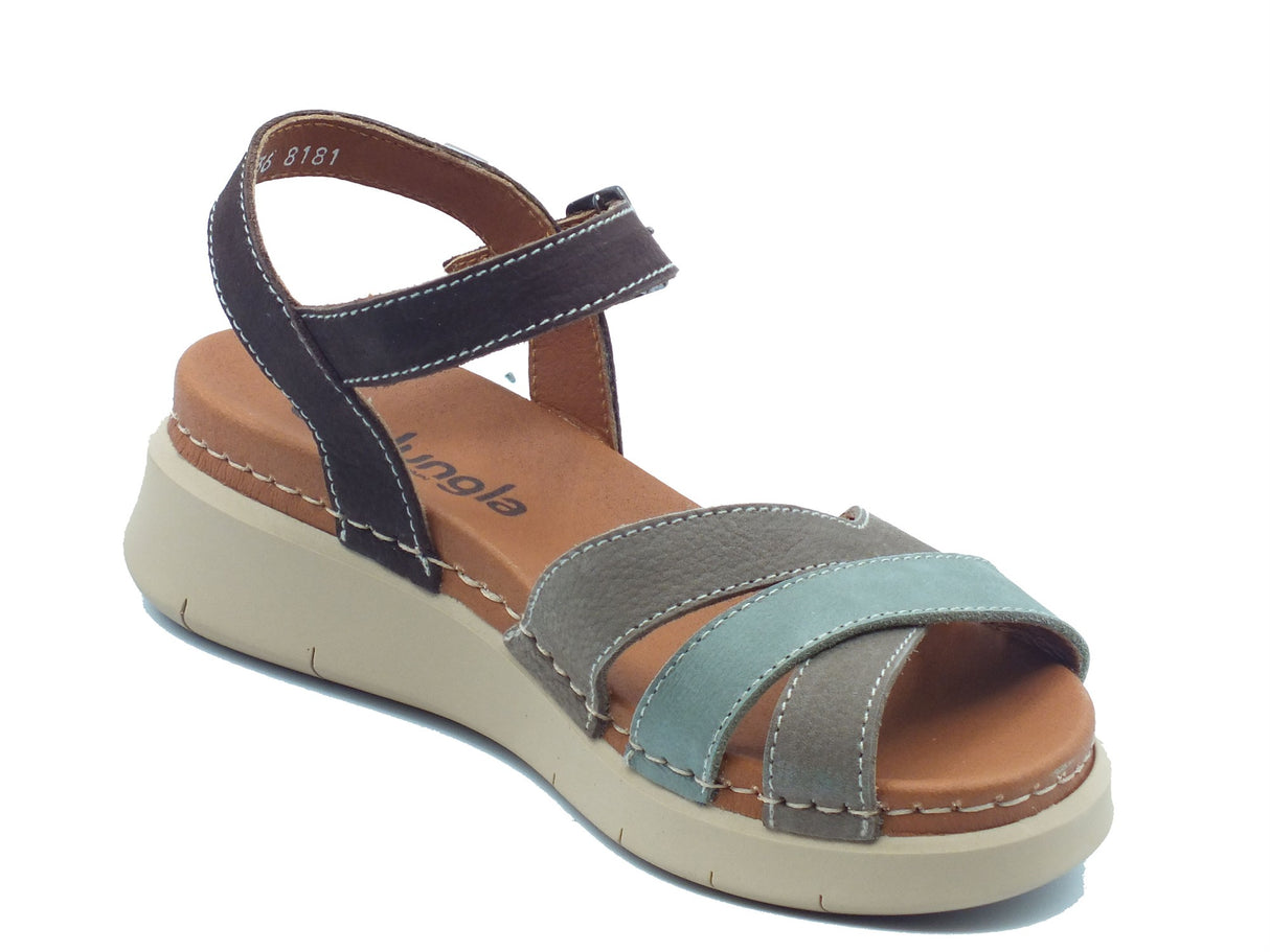 Jungla Jungla Sandali zeppa bassa Donna 8181 Samoa Jade Puppy Beig pelle multicolore Samoa Jade