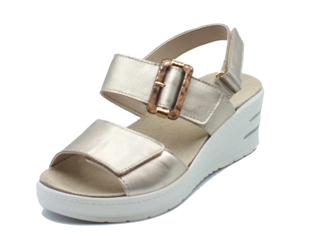 Melluso Melluso Sandali zeppa alta Donna 019227Q Platino pelle oro Platino
