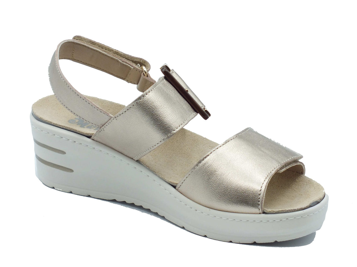 Melluso Melluso Sandali zeppa alta Donna 019227Q Platino pelle oro Platino