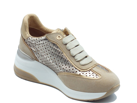 Melluso Melluso Sneakers confort Donna K56231 Platino pelle oro Platino