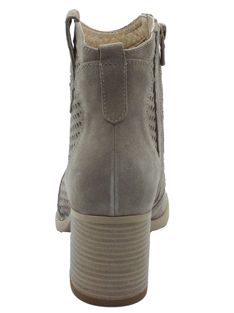 Nero Giardini Nero Giardini Tronchetti con tacco Donna E615110D Velour Creta pelle beige Velour Creta